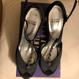 Stuart Weizmann - Fabulosity -  Black satin evening Sandle size 9.5 M.